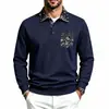 2026 Moletom com Capuz Polo de Manga Longa Masculino Estampado Gola Lapela Bolso Cor Sólida Casual Pulôver Top