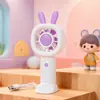 Mini Ventilador de Orelha de Coelho de Desenho Animado Modelo Novo 2026 com Base de Suporte, Carregamento USB, Ventilador Portátil de Resfriamento de Três Velocidades