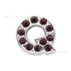 Letras de diamante de 8 mm, aleación de zinc alfanumérica, para manualidades, estilo inglés, con letras de diamante púrpura, accesorios de joyería
