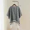Xale de Cashmere Sintético de Alta Qualidade com Pintura a Tinta Estilo Chinês, Cachecol Quente Versátil para Viagens de Inverno, Manto Espessado