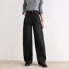 Jeans negros para mujer, nueva colección otoño 2026, de cintura alta, modernos, adelgazantes, de corte holgado, casual, versátiles pantalones de pierna ancha