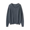 Jaqueta de Tricô com Capuz Versátil Solta Moda Casual Cardigan de Caxemira Feminino 100% Caxemira Pura