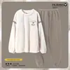 Pijama masculino de fleece coral inverno forrado com fleece espessado popular na internet quente flanela outono e inverno roupa de casa masculina