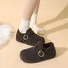 Estilo Floresta retro cinza pelúcia Birken algodão sapatos femininos 2026 inverno novo slip-on pelúcia quente preguiçosos mocassins