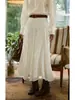 Falda Solighter Estilo Retro Francés Blanca de Cintura Alta Corte A para Mujer Primavera 2026 Nueva Falda Paraguas Adelgazante Falda Larga