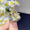 Anel de Citrino da Sorte Natural, Pedras Soltas Totalmente Transparentes, Especificações 10*14mm Prata Esterlina 925