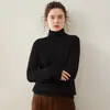 Nuevo suéter de cachemira de cuello alto para mujer, con cuello alto, corte holgado, material grueso, color liso simple y diseño de punto pullover