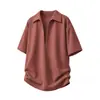 Camisa Falsa de Dos Piezas con Cuello en V Profundo y Mangas Cortas para Hombre, Camisa Texturizada Estilo Old Money Americano, Camiseta de Verano Fresca y Transpirable