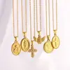 Collar Cruzado Nuevo Colgante de Ángel Tridimensional de Acero Inoxidable Cadena Simple para Clavícula de Mujer