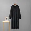 Comércio Exterior Transfronteiriço Mercadorias Europeias Indústria Pesada Perfuração a Quente Vestido de Tricô Feminino Decote V Elegante Solto Emagrecimento Elegante Vestido de Fora