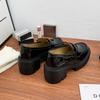 Zapatos Planos de Suela Gruesa para el Festival de Primavera 2025 Ropa Exterior para Mujer Sentido de Alta Gama Altura Pequeña Elevadores de Altura Zapatos Pequeños de Cuero para Mujer