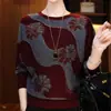 Nueva camiseta de manga larga de moda otoño e invierno con bloques de color y adornos de diamantes de imitación, un top versátil y favorecedor de cuello redondo para mujer