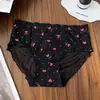 Calcinhas Femininas Estilo Japonês com Estampa de Coração Doce, Malha Respirável Vazada Laço Forro 100% Algodão Calcinha de Menina