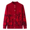 Jaqueta Cardigan de Tricô de Outono para Mulheres de Meia-idade e Idosas, Roupa de Mãe, Sogra, Com Veludo Adicionado, Suéter Engrossado, Blusa Estilo Primavera e Outono para Mãe