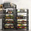 Estante de Almacenamiento de Cocina al por Mayor, Estante de Almacenamiento con Ruedas, Extra Grueso, De Pie, Reforzado, Multicapa, Soporte para Horno de Microondas, Engrosado