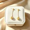 Gargantilla de metal con cuentas doradas estilo europeo y americano, cadena para clavícula de acero de titanio chapado en oro para mujer, juego nuevo