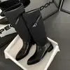 Primer Encuentro Temporada Botas Hasta la Rodilla Bloque de Color Retro Marrón Merade Punta Redonda Tacón Grueso Botas Vaqueras Botas Largas Botas Altas Botas de Montar