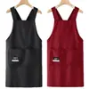 Delantal de Moda con Tirantes Cruzados Impermeable a Prueba de Aceite Delantal para Cocina Casera Sencillo de Alto Valor Ropa de Trabajo para Personal de Cafetería