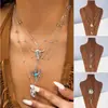 Set de Collares Estilo Vaquero Occidental Europeo y Americano Transfronterizo Retro Cabeza de Toro Sombrero de Turquesa Cuerda de Cuello Apilada Cadena de Clavícula