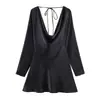 Fabricante Mayorista de Ropa Femenina Transfronteriza 2025 Aliexpress Lo Más Vendido Moda Casual Vestido con Cuello Drapeado Textura de Satén de Seda