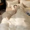 Juego de cuatro piezas de jacquard 100% algodón, 60 hilos, Clase A, simple y lujoso, funda nórdica 100% algodón puro cepillado, sábana plana, sábana ajustable, ropa de cama