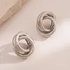 Pendientes Exagerados Geométricos Retorcidos de Aguja de Plata Europeos y Americanos Transfronterizos, Pendientes de Lujo Ligero de Gama Alta, Pendientes de Personalidad Modernos y Elegantes para Mujer