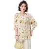 2025 Nova Camisa T-shirt de Verão Tamanho Plus Size Mãe Manga Três Quartos Top Feminino Solto Tamanho Grande Camisa Casual