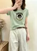 Camiseta de algodón acanalada ajustada para chica atractiva para mujer, fábrica fuente de Thirteen Lines en Guangzhou, top de manga corta, suministro exclusivo de la segunda tanda de verano