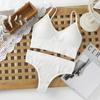 Terno feminino com costas em U grande e transfronteiriças, calças T, sutiã com rosca nas costas, peito enrolado, roupa íntima francesa sexy com peito pequeno para mulheres