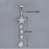 Anillo de Ombligo Europeo y Americano Transfronterizo de Acero Inoxidable 316L Anillo de Ombligo de Acero de Titanio Clavo de Ombligo Doble con Diamante Botón de Ombligo Sexy Adorno de Ombligo