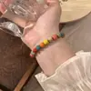 Jingdezhen Estilo Étnico Colorido Cerâmica Contas Pulseira de Contas Casal Acessórios Fofos Meninas Nicho Pulseira Arco-Íris