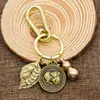 Llavero del zodiaco de latón con los doce signos del zodíaco para hacer una fortuna de la noche a la mañana, llavero de calabaza de cobre, colgante para coche, mercado nocturno, venta al por mayor
