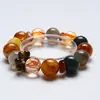 [Qiulin Shuoyang] Cristal Natural Flor de Pegamento Amarillo Té con Leche Pulsera de Luz de Luna para Mujer La Más Fácil de Combinar Pulsera de Regalo Venta al por Mayor