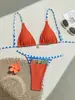 2026 Novo Maiô de Duas Peças Colorido Estilo Europeu e Americano da Amazon para Mulheres, Biquíni Sexy com Amarração para Praia e Fonte Termal