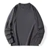 Nueva sudadera de manga larga con cuello redondo de color liso estilo coreano para mujer, corte holgado, unisex, adecuada como capa interior, camiseta de algodón puro para mujer