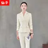 Conjunto de Traje de Doble Botonadura Color Albaricoque para Mujer, de Primavera y Otoño, Estilo OL Profesional, Ropa Formal de Trabajo para Salón de Belleza y Recepción de Hotel