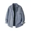 Camisa de Manga Larga Retro Simple con Bloques de Color a Rayas Chaqueta para Hombre 2026 Nueva Primavera Casual Cardigan Camisa Talla Grande