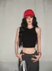 Top Cropped Estilo Americano Picante com Cintura Exposta e Sem Bojo, Adequado para Mulheres Usarem ao Ar Livre no Verão, com Costas Vazadas e Design Curto sem Mangas