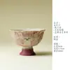 Taza de Maestro con Pie Alto, Boca de Flor de Zorro de Nueve Colas Pintada a Mano con Alto Valor Estético, Taza de Té Casera Rosa Pastel