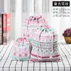 Bolsa de almacenamiento de algodón y lino estampado bolsillo con cordón bolsa de lino miscelánea bolsa de almacenamiento de ropa interior bolsa de almacenamiento de viaje