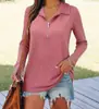 Otoño e Invierno Transfronterizo Más Vendido Nuevo Casual Manga Larga Tejido Ropa de Mujer Amazon Deseo Solapa Cremallera Top de Mujer