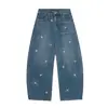 Jia Yi Ku 2026 Novos Jeans Americanos Retrô de Corte Solto com Bordado de Estrela de Cinco Pontas, Calças Scimitar Personalizadas Cleanfit