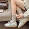 Calcetines básicos de doble aguja para otoño e invierno de 2024, nuevos calcetines de tela con tubo interior, calcetines de marea estándar para mujer, venta al por mayor