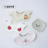 Babadores de Algodão Puro Estilo Coreano para Bebê, Toalha de Saliva Impermeável Floral Rotativa 360 Graus, Absorção Rápida