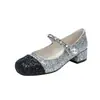Versión de Piel de Vaca 2026 Zapatos Planos Mary Jane de Perlas Estilo Chanel con Tacón Grueso y Aumento Oculto de Altura, Cómodos y Versátiles para Mujer