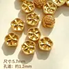 Prata Esterlina S925 Banhada a Ouro Flor de Cinco Pétalas Contas Espaçadoras com Furo Central Acessórios de Flor de Pessegueiro Prateada Antiga Cordão de Pulseira DIY Acessórios para Pulseira
