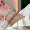 Pulsera de turmalina de plata de ley 925, hecha a mano, para mujer, con cuerda elástica, estilo chino, con cuentas de sal, joyería B6740