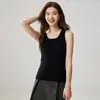 Camiseta de Tirantes de Cachemira de Punto Simple Versátil para Mujer Sin Mangas Canalé Capa Interior Suéter para Superponer Color Sólido Capa Base Cálida