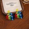 Aretes colgantes de amor transparentes para la boca de color de doble cara, diseño creativo para mujer, dibujos animados divertidos, personalidad, acrílico