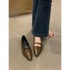 Zapatos Individuales de Punta Marrón Zapatos de Mujer Primavera y Otoño 2024 Nuevos Comodín para Viajar Boca Baja Slip-on Suaves Planos Zapatos de Señora